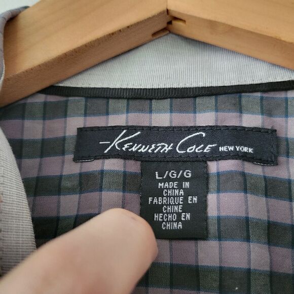 Kenneth Cole New York Gingham/Checked Button Down Shirt L - Picture 2 of 9